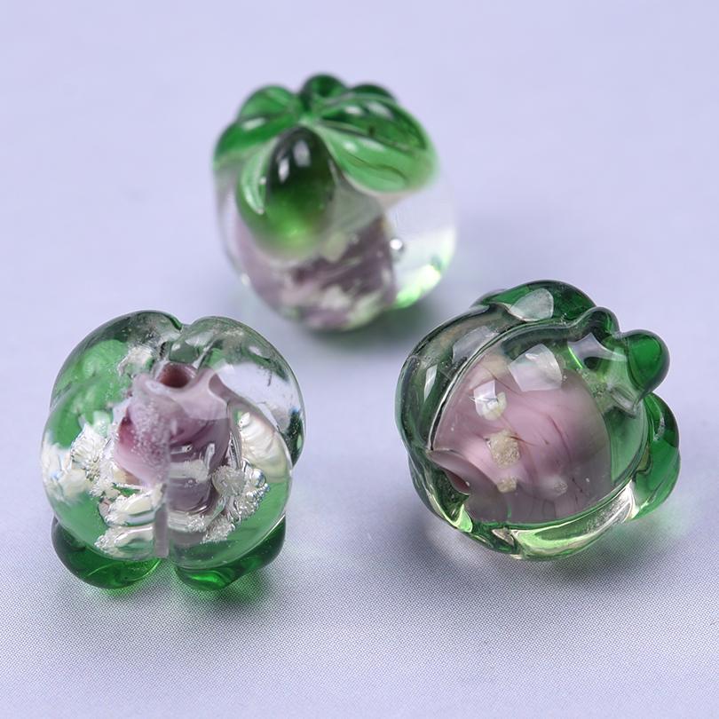 6pcs Mix Colorful Handmade Glass Persimmon Spacer Beads For Jewelry Making Bracelets Fruit Charm Loose Bead DIY Earring Keychain