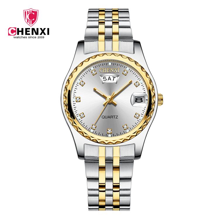 Chenxi 8204 New Style Fation Unisex Quartz Watch Best Power Steel Band Waterproof Date Display Simple Couple Reloj Watch