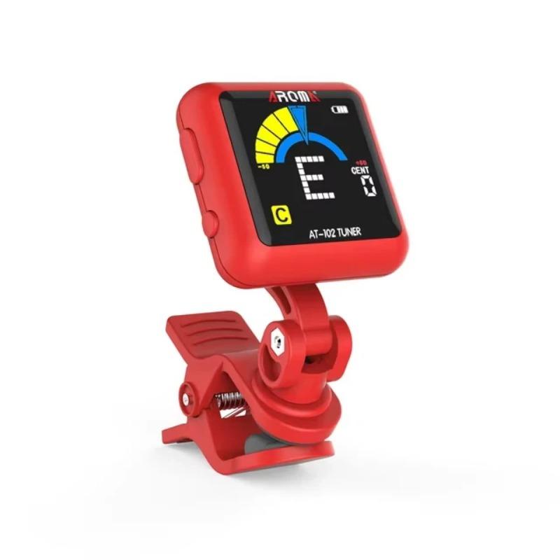 AT-102 Rechargeable Clip-on Guitar Tuner Color Screen with Built-in Battery USB Cable for Chromatic Guitar Bass Ukulele