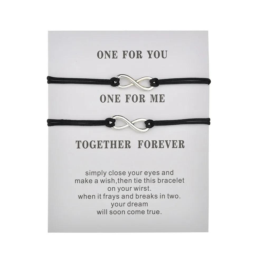 2Pcs Number 8 Infinity Love Lucky Couple Bracelets For Women Men Colorful Braided Rope Friendship Bangles Jewelry