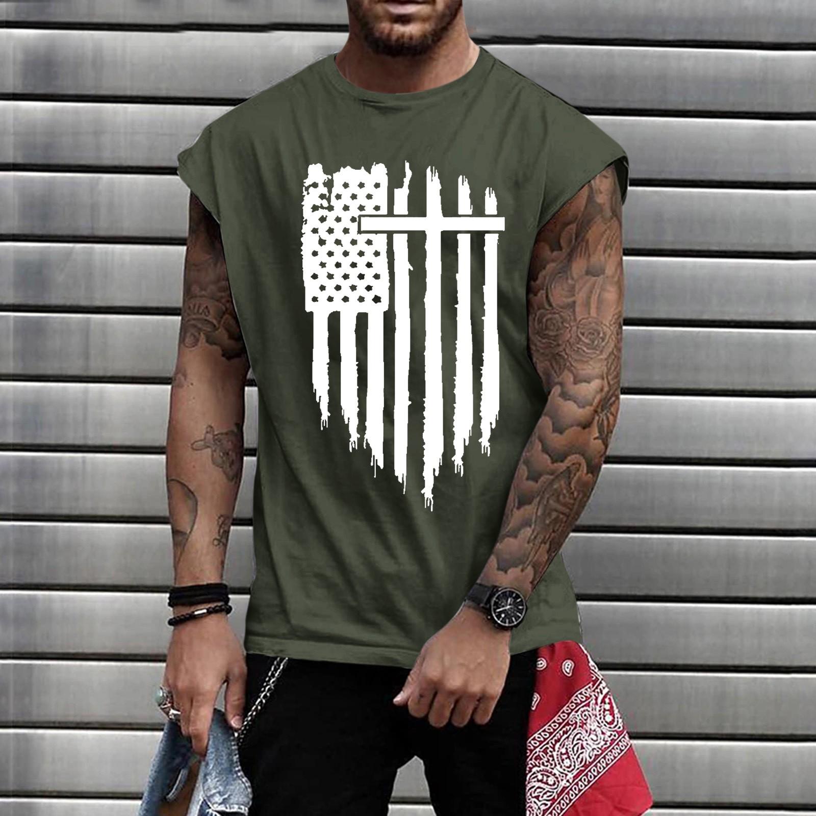 Летний мужской однотонный поглощающий пот дышащий жилет без рукавов с принтом — фото 6