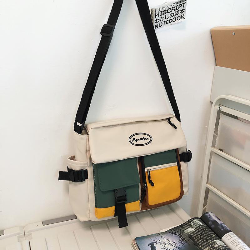 

Модная контрастная сумка-мессенджер: Сумка через плечо в японском стиле унисекс для отдыха и спорта