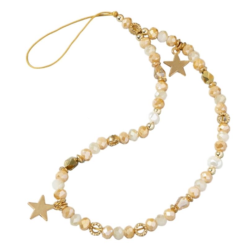 Beaded Mobile Phone Chains Phone Jewelry Women Girls Anti Lost Telephone Lanyard Hanging Rope Star Pendant Phone Lanyard