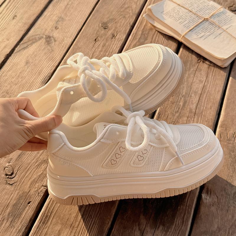 Summer Womens Breathable Sneakers Mesh Casual Shoes Thick Bottom Platform Round Toe Comfortable Outdoor Running Skateboard Shoes
