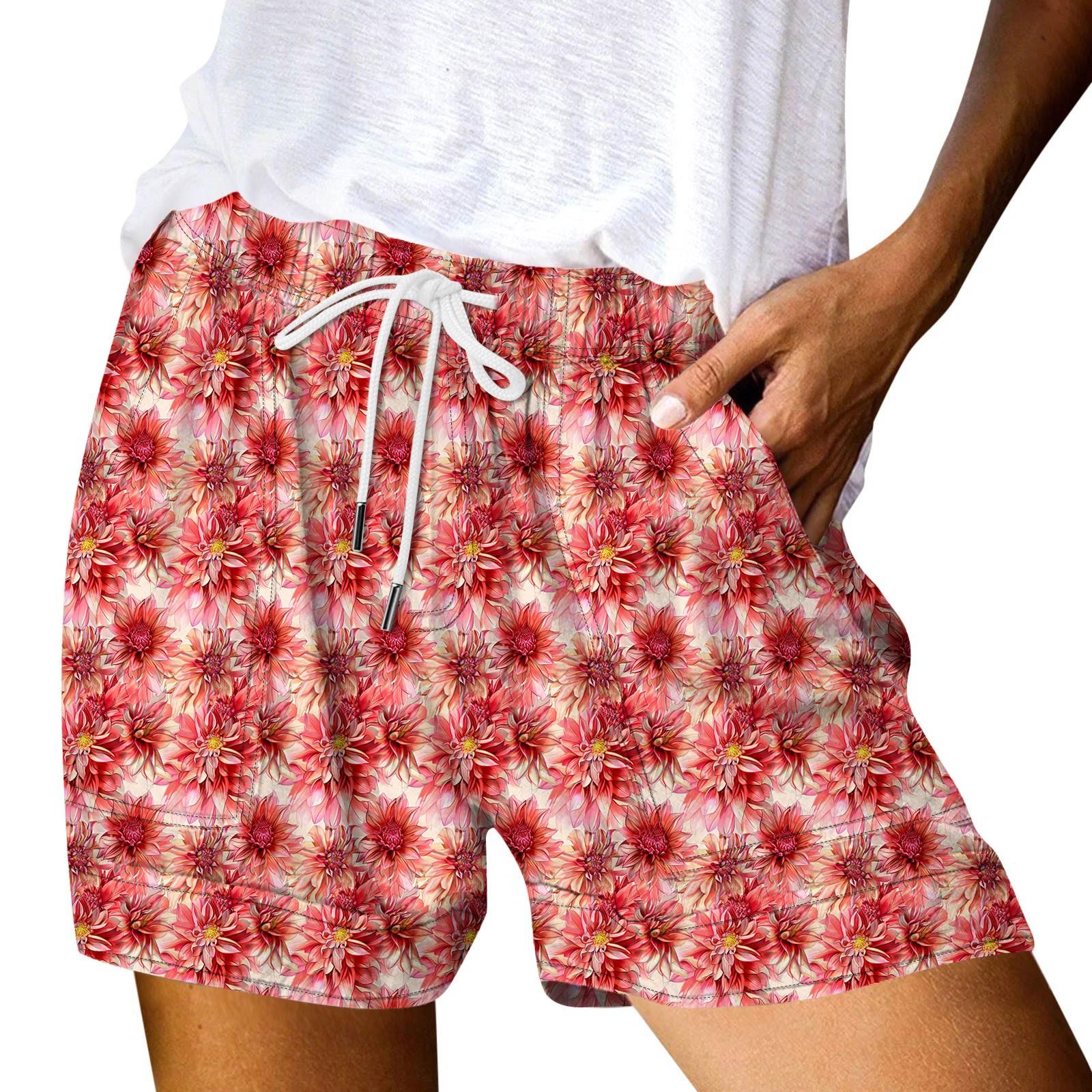 

Женские повседневные летние эластичные пляжные шорты с принтом повседневные шорты XXL винный