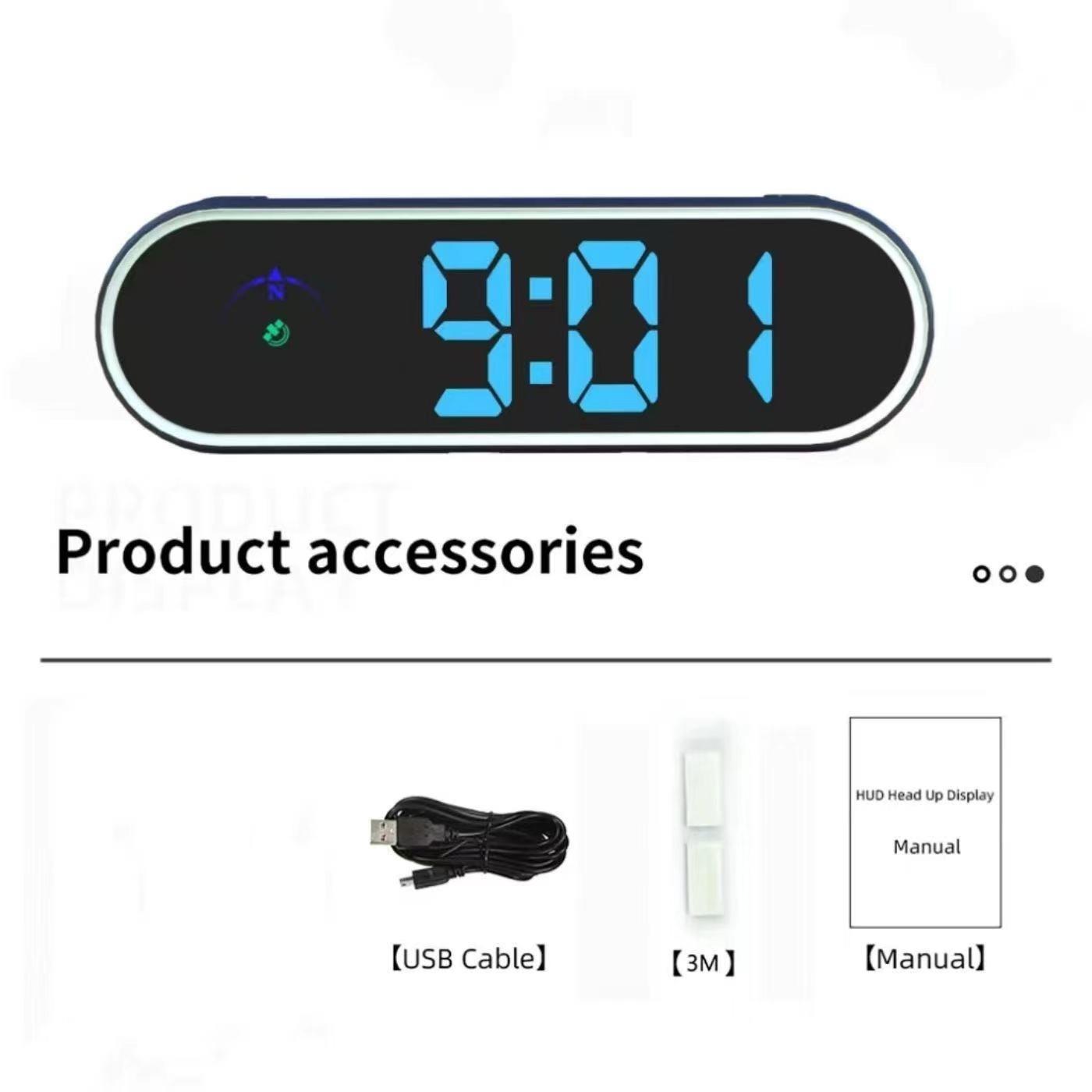 Multicolor Car HUD GPS Speedometer–Digital Head Up Display KMH/MPH Switchable Universal Windscreen Gauge for Vehicle Windscreen USB Cable