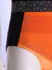 Womens Figure Skating Sling Bodysuit Sparkle Rhinestone Ruched Irregular Mesh Overlay Color Block Leotard