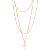 Three Layer Non Fading Titanium Steel Cross Clavicle Necklace For Women Fashion Jewelry