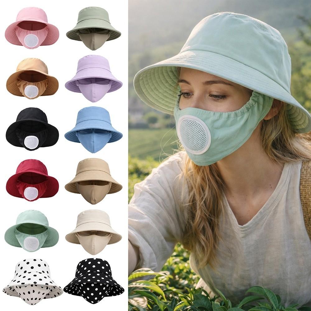 New With Mask Agricultural Work Hat Wide Brim Protect Neck Anti-uv Fisherman Hat Dust Mask Hat Tea Picking Cap Unisex