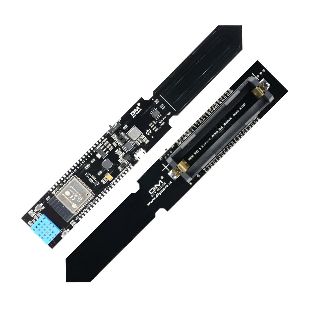 ESP32 WIFI Bluetooth DHT11 Temperature and Humidity Soil Module with 18650 Battery Holder Temperature: 0-50℃ Humidity: 20-80%