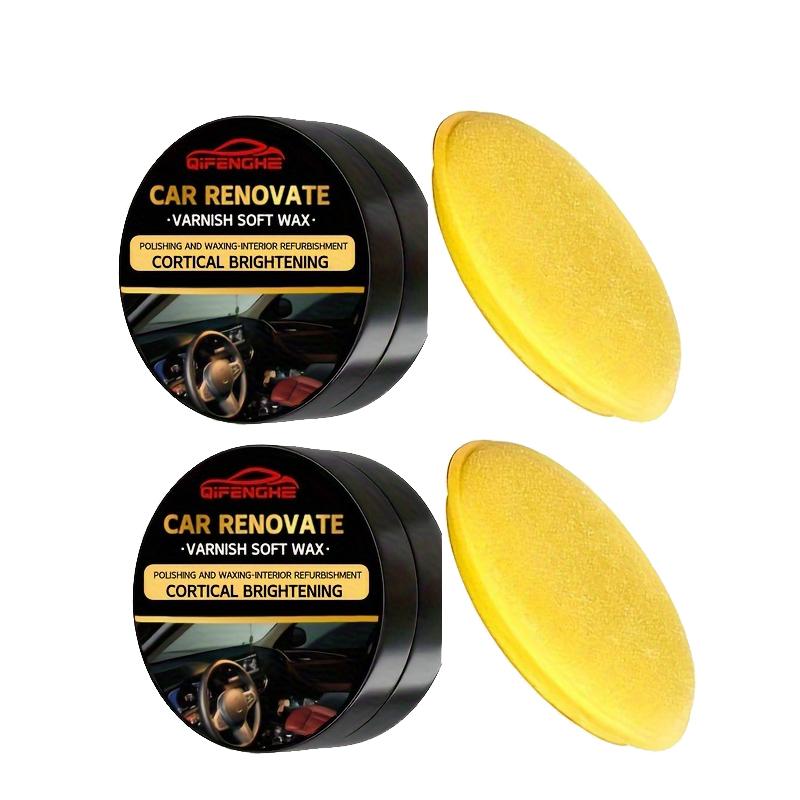 Car Interior Updated Wax and Sponge - Plastic Recovery Agent, Seat Maintenance Paint Soft Wax Suitable for Pu Leather and Tire S