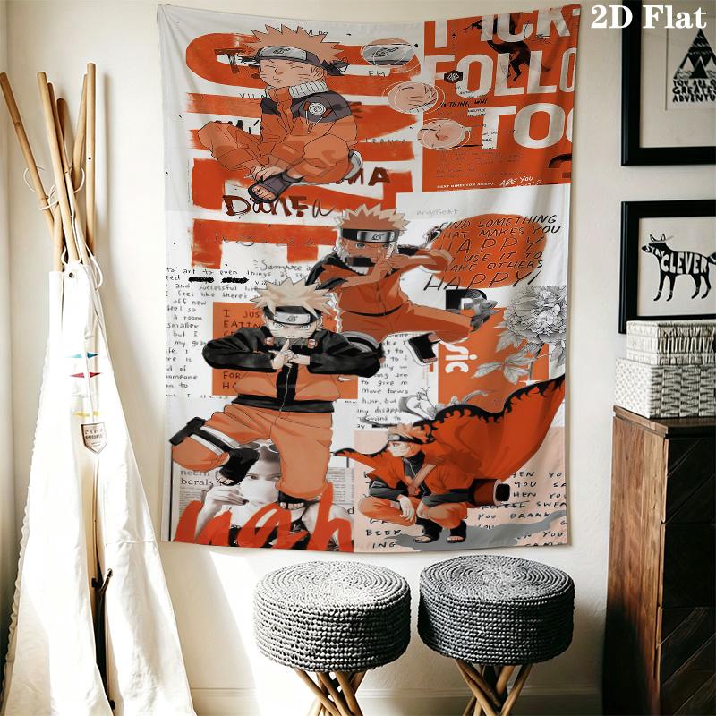 Naruto Art Compilation Wall Tapestry Aesthetic Wall Hanging Printed Fabric Blanket Decorative Tapestries For Bedroom Living Room Home Decor