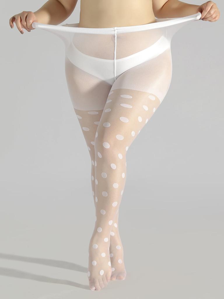 A Classic White Polka Dot Jacquard Oversized Stockings