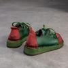 Johnature Chaussures à lacets rétro en cuir véritable polyvalentes, couleurs mélangées, semelle souple, chaussures confortables pour femmes