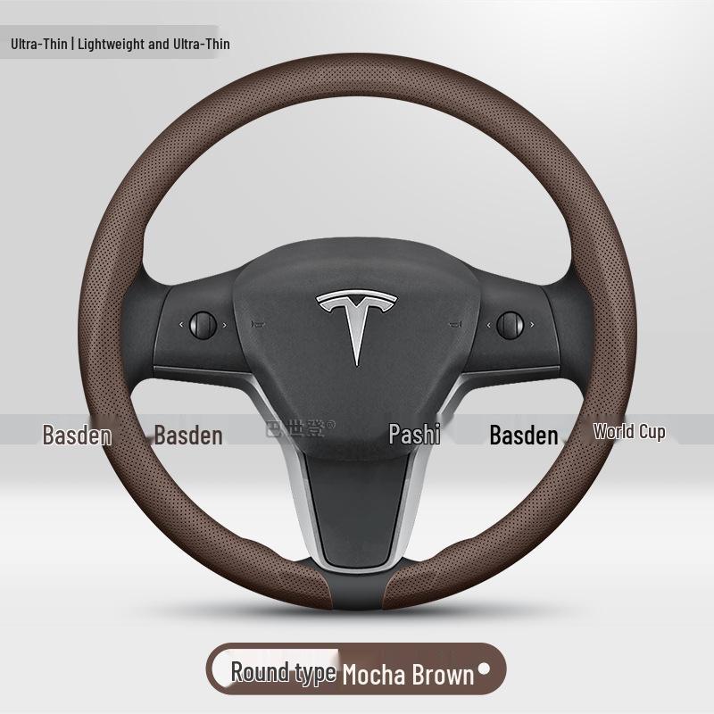 Originele Lederen Stuurwielhoes voor Tesla Model Y, 3, X, S