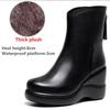 Size32-43 Genuine Leather Woman Ankle Boots Zip Ladies High Heel Plush Short Boots Winter Women's Platform Wedges Shoes