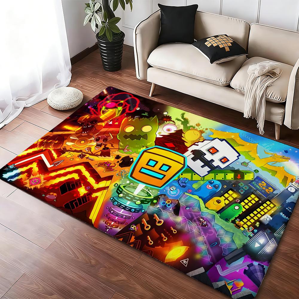 Game Geometry Dash Floor Mat Soft Thickened Absorbent Non-Slip Bedroom Living Room Door Mat Home Decor Flannel Rugs