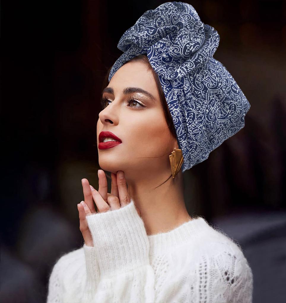 French Vintage Twist Turban Hat Fashion Female Cotton Bandana Headband Women'S Hair Cover Cap Floral Print Lady Head Wraps