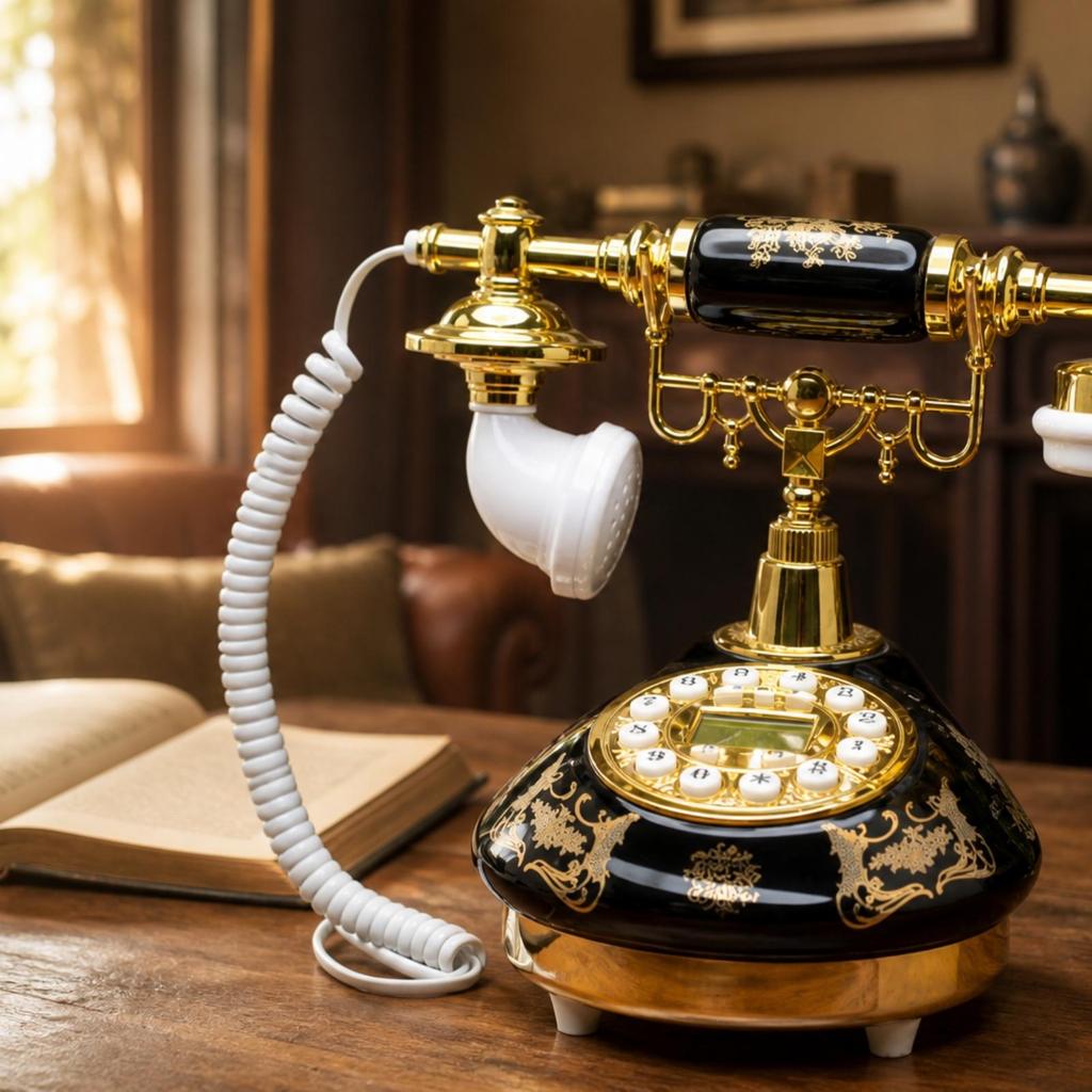 Decorative Antique Style Telephone Glossy Elegant Retro