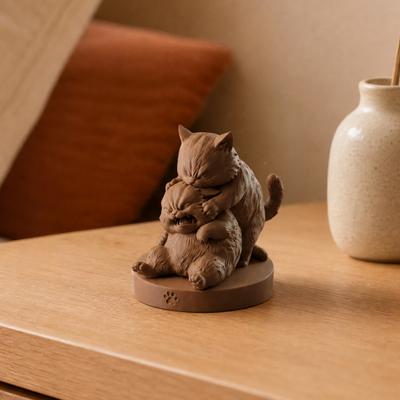 Figurine de Chats Joueurs, Statue de Chat Ludique Imprimée en 3D, Sculpture Mignonne de Chaton à Collectionner Ornement de Bureau Cadeau pour Amoureux des Chats