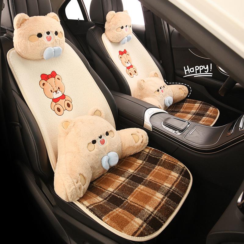 Winter Little Bear Plush Car Seat Cushion for Ford Escape, Mondeo, Focus, Escort
