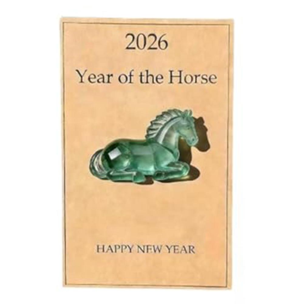2026 Elegant Horse Decor A Symbol of Wisdom & Success Chinese New Year Zodiac Horse Figurine with Card for Home Office Desk