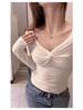 Knot V-Neck Long Sleeve Women's Slimming T-Shirt - Autumn/Winter Collection