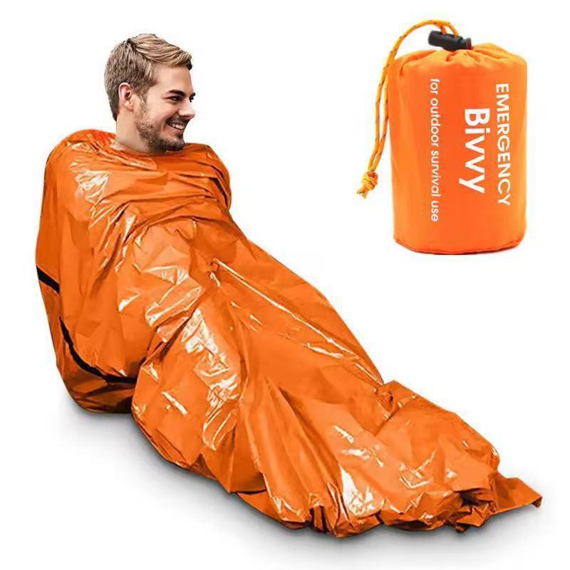 Outdoor Emergency Survival Sleeping Bag Thermal Blanket Mylar Waterproof Reusable Sack Portable Camping Hiking Emergency Gear