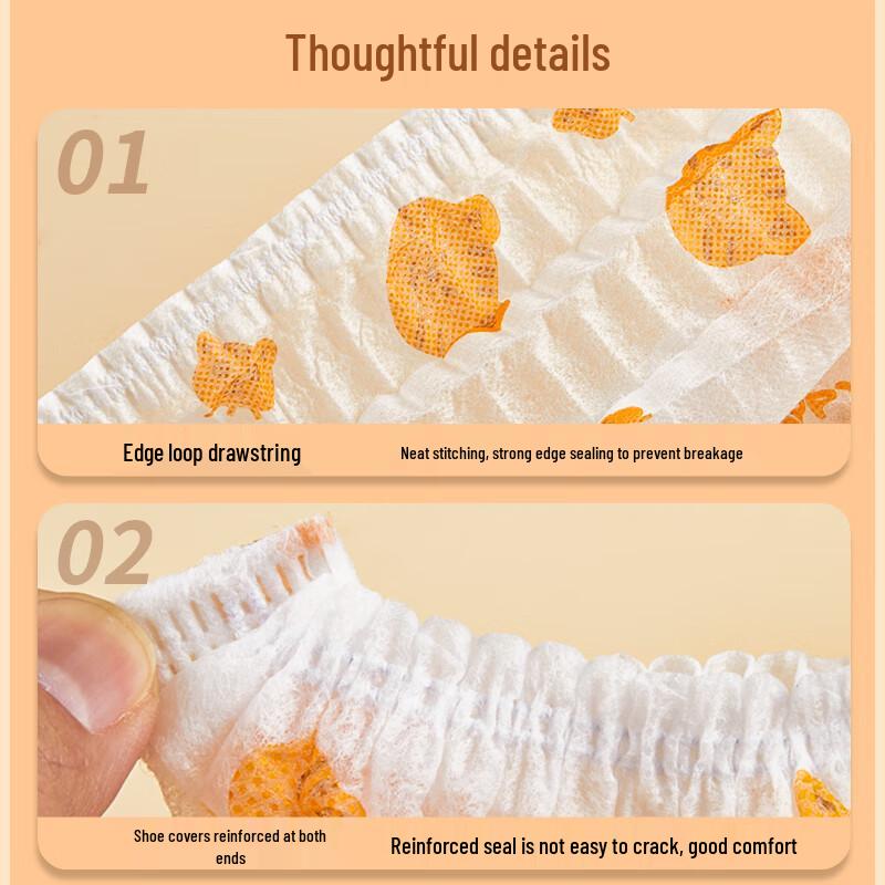 Washable Wear-resistant Adult Cartoon Shoe Covers, Disposable Non-woven Fabric, Thickened for Indoor Use.