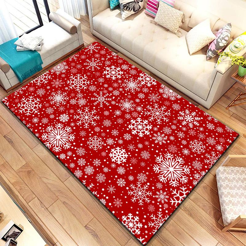 Art Snow Christmas HD-bedruckter großer Teppich, Teppich für Wohnzimmer, Schlafzimmer, Sofa, Dekoration, rutschfeste Fußmatten