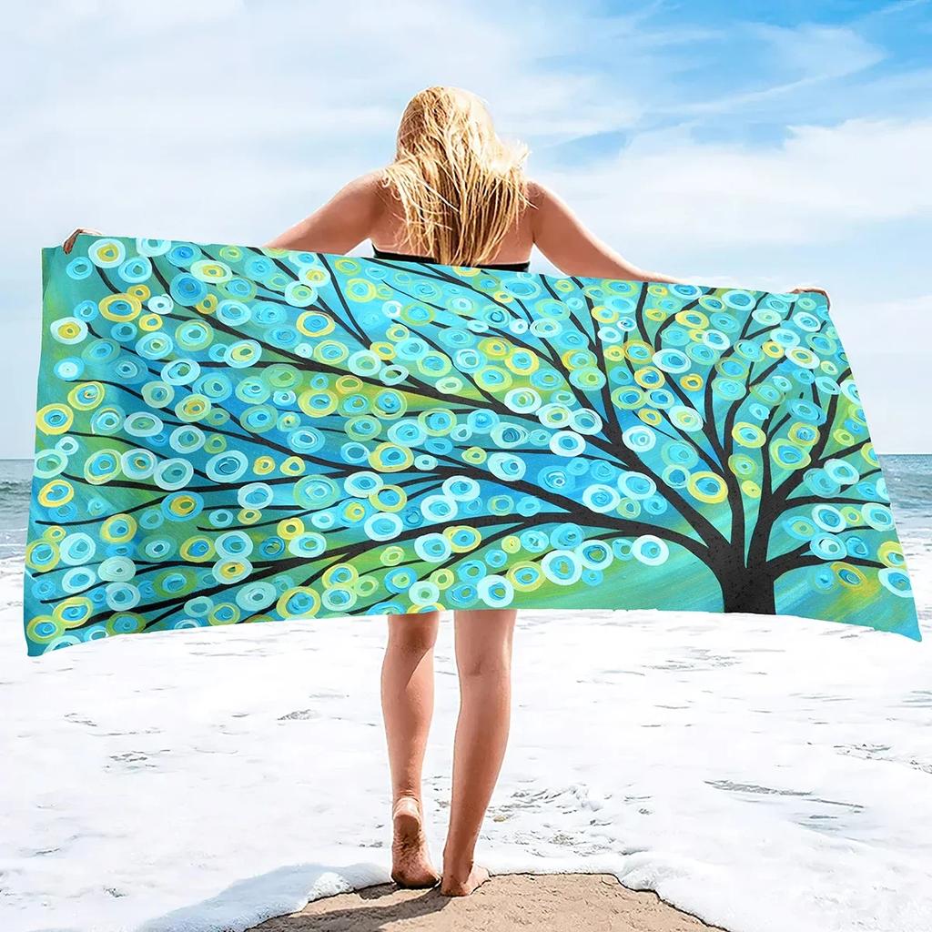 Mikrofaser Sandfreies Strandtuch Schnelltrocknend Super Saugfähig Übergröße Groß Dünne Handtücher Decke Boho Bohemian Abstrakter Baum