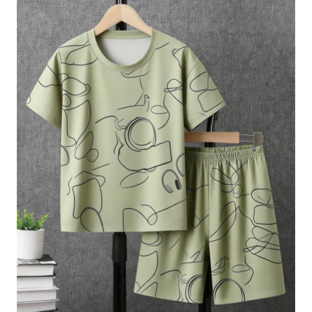 Letter Graffiti Printed Kids T-shirt and Shorts 2 Piece Set Summer Casual Outfit for Boys and Girls Kids Clothing