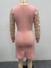2025 Women's V-Neck Lace Long Sleeve Waist-Cinching Dress for Autumn/Winter