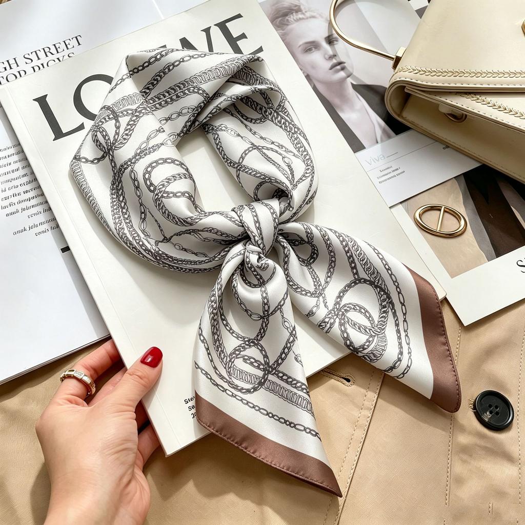 Spring and Autumn thin flight attendant occupation small scarf headscarf small square scarf female foreign style literary Korean versatile cartoon sil