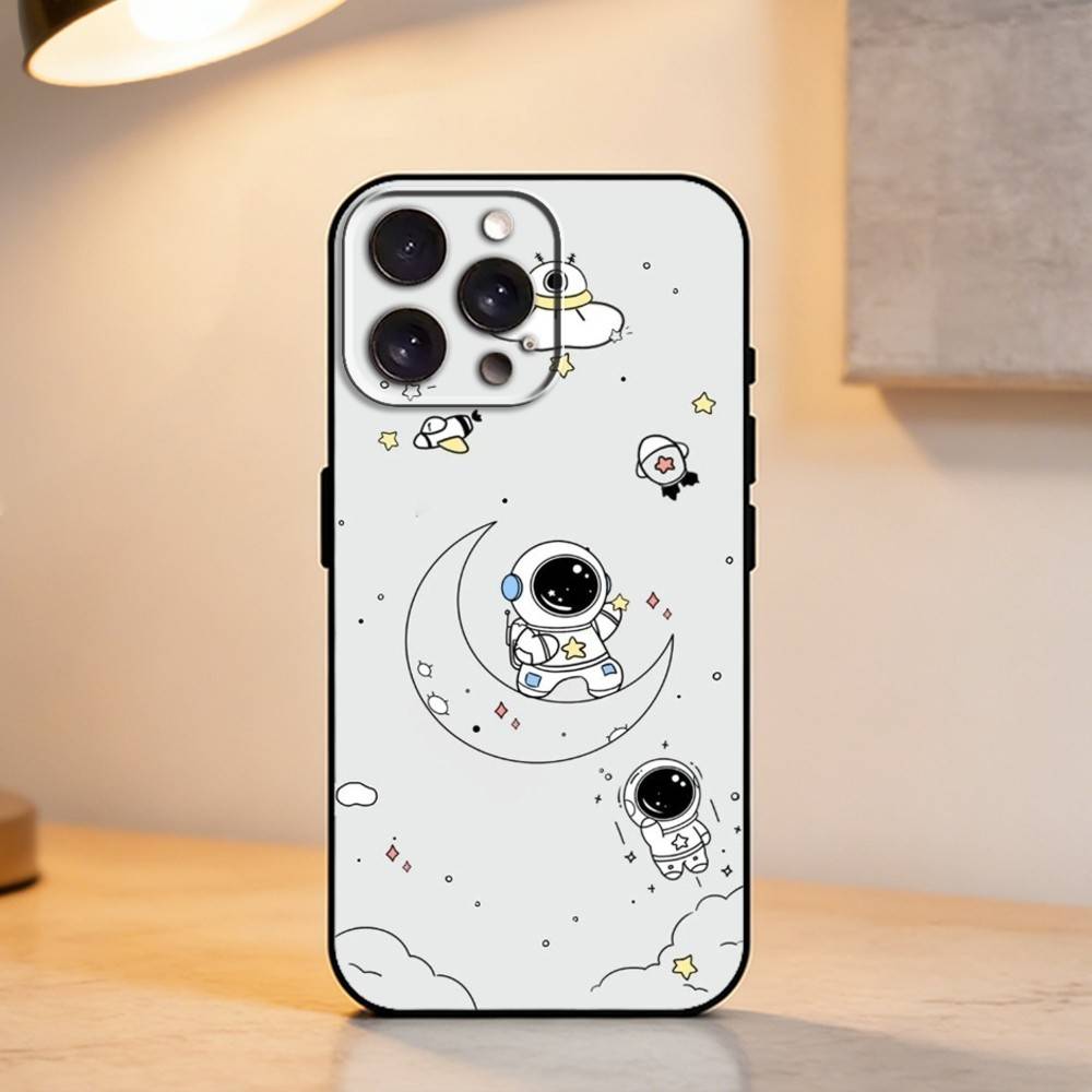 A-Astronaut in Space Phone Case For iPhone 17,16,15,14,13,12,11 Plus,Pro Max,XS,Soft Silicone Black Cover