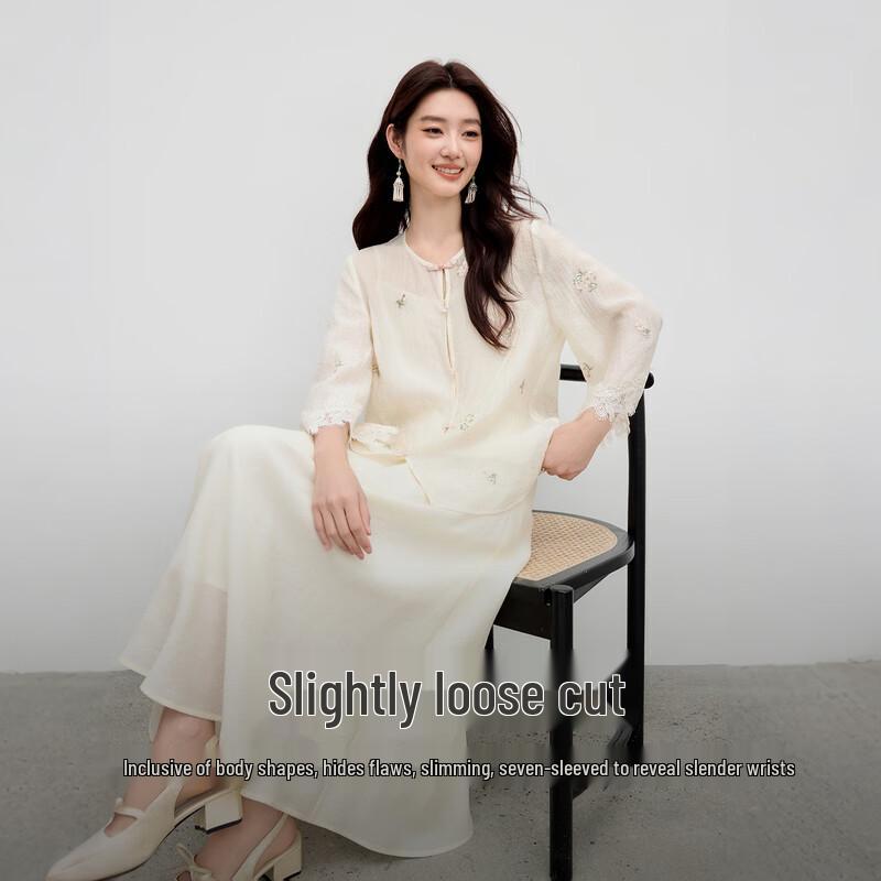 Camicetta di Pizzo Ricamata in Stile Cinese