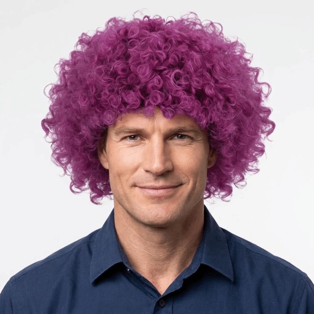 Capelli Ricci Ondulati Corti Colorati Resistenti al Calore Tifoso di Calcio Che Indossa Parrucche Halloween
