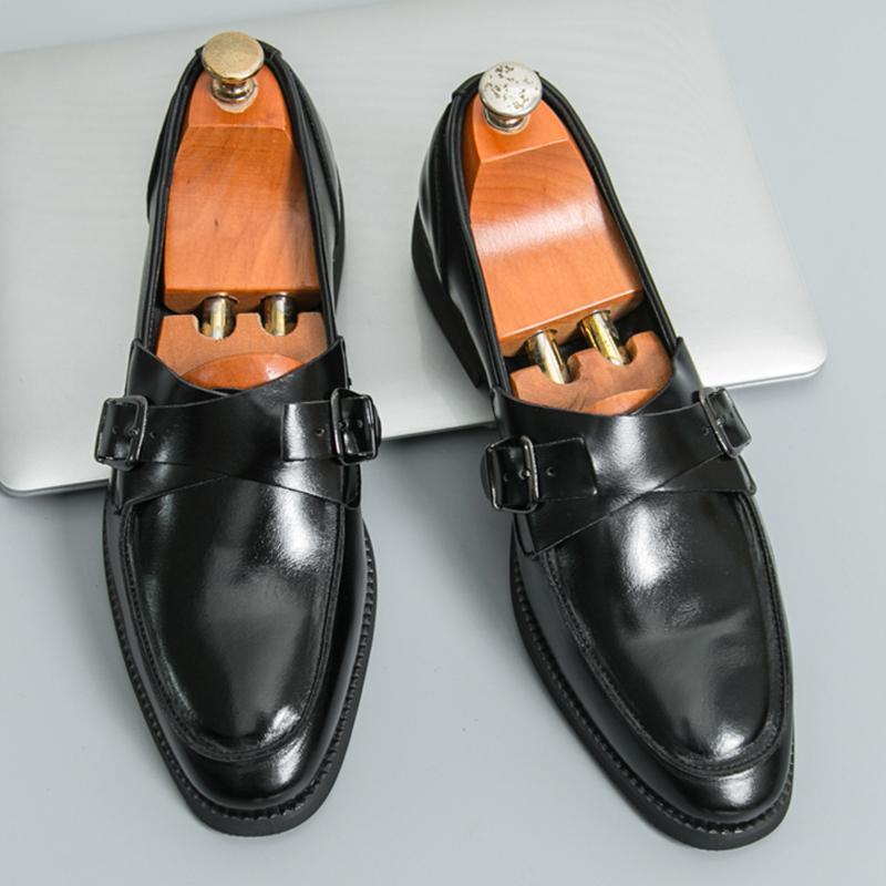 Designer Gentleman Dress Patent Leather Shoes For Male Luxury British Monk Strap Loafers Wedding Prom Footwear Zapatos Hombre