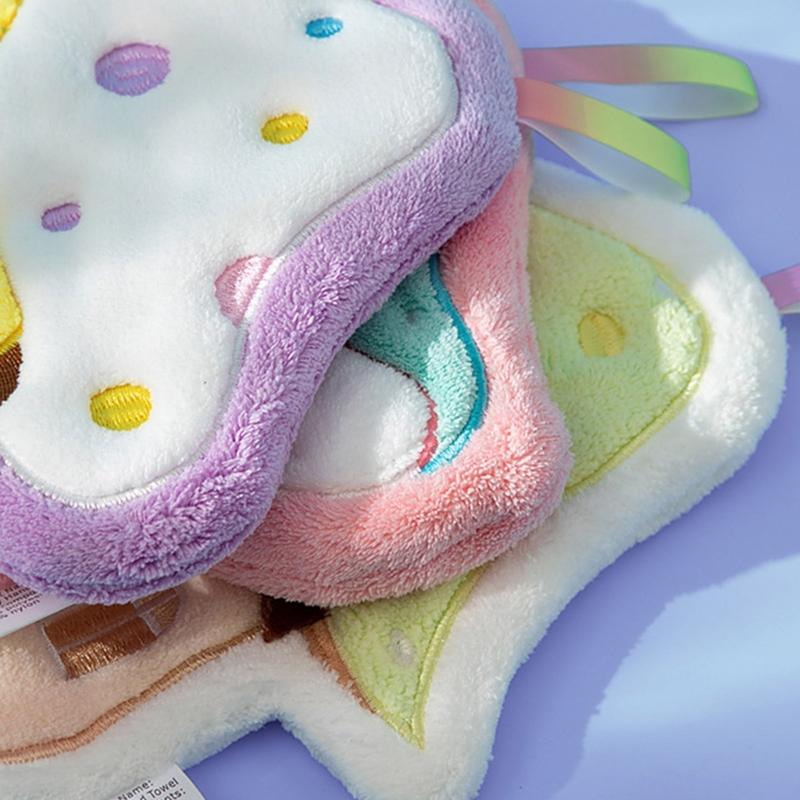 Soft Absorbent Coral Fleece Kitchen Towel Fun Mushroom Shape Handkerchief Wipe Rag Cloth Quickly Dry and Easy Hanging
