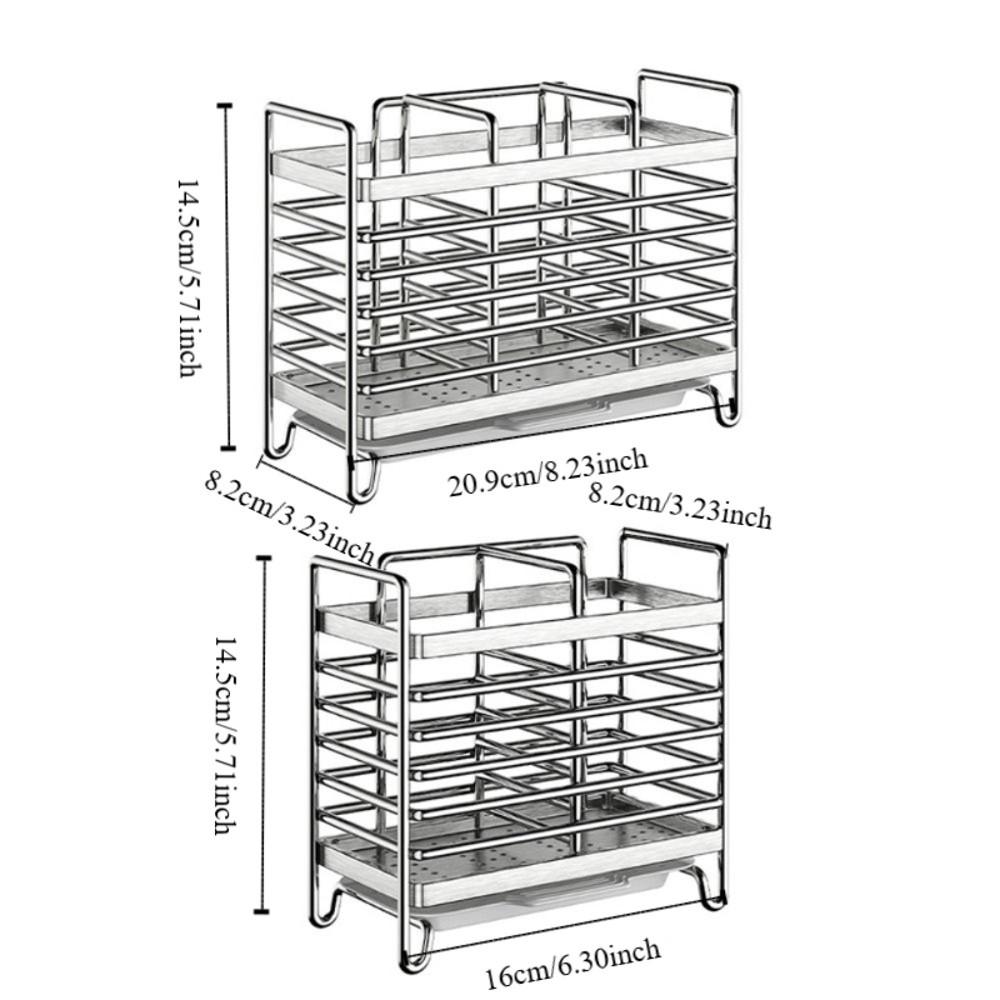 With Hooks Stainless Steel Chopstick Draining Rack Rust Proof Cutlery Holder Fork