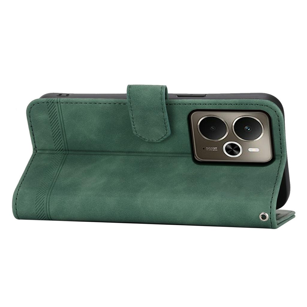 DIERFENG DF-03 For Realme 14 5G Case Lines Imprint Wallet Leather Phone Cover