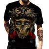 European and American Popular New Horror Skull Digital Printed T-shirt with Retro Street Style Men's T-shirt Pattern