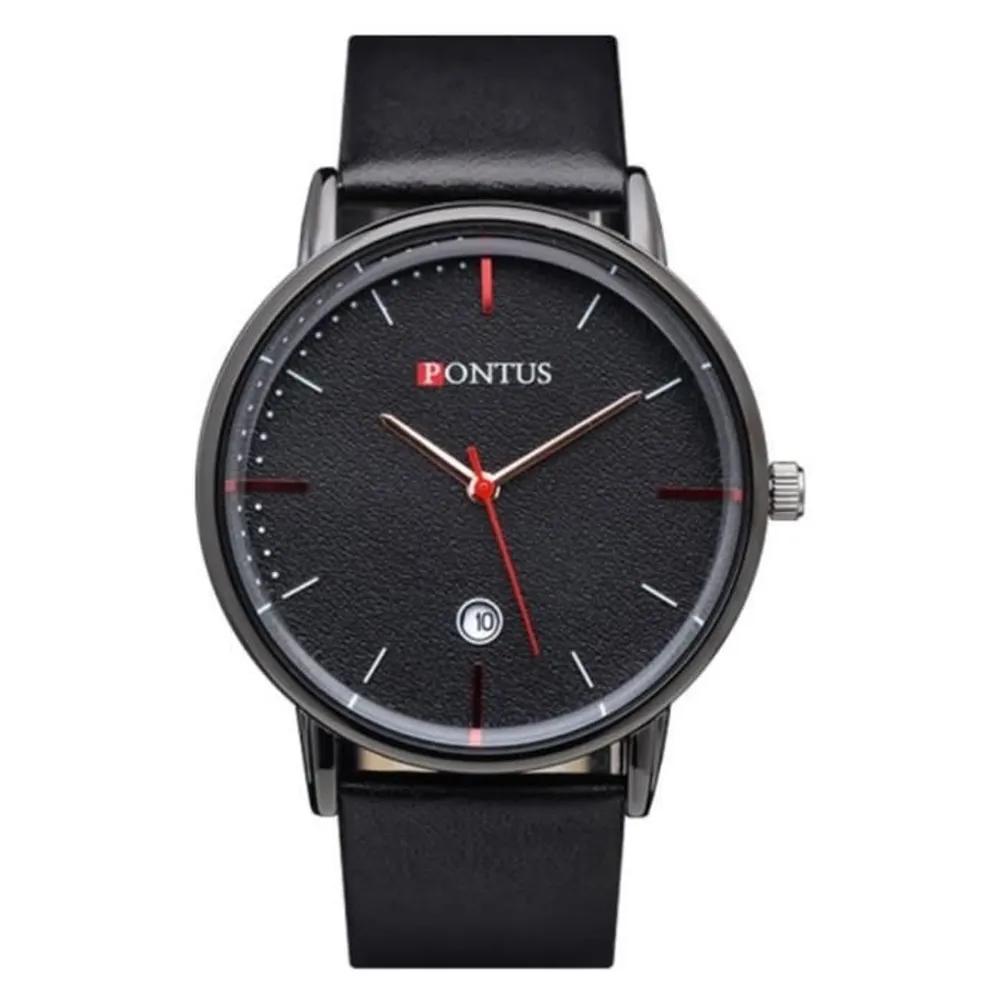 Men s Contrast Point Black Wrist Large Red Watch A20434_(Large)Black
