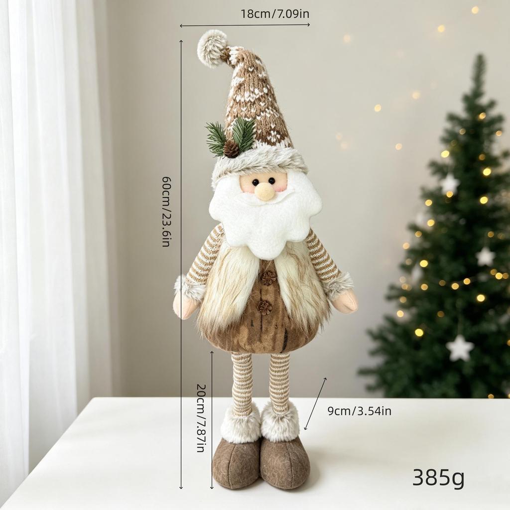 Ausziehbare Nordische Weihnachtsplüschpuppe mit gestrickten langen Beinen - Festliches Ornament für Partydekoration