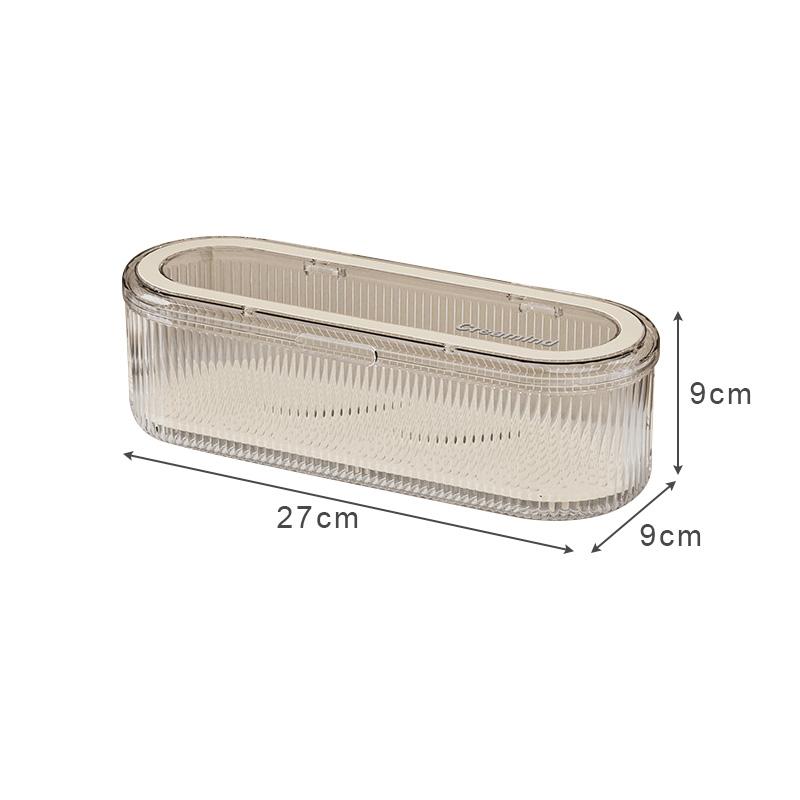 

1 шт. Коробка для хранения кистей для макияжа, Органайзер для косметики, Настольная шкатулка для ювелирных изделий, Пылезащитная, Водонепроницаемая коробка для хранения пуховок с крышкой