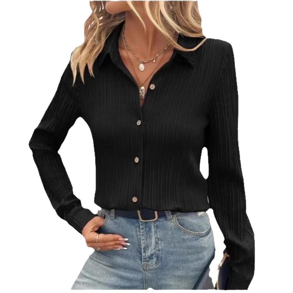 Ein vielseitiges Business Casual Elegantes Locker sitzendes Hemd mit weiten Ärmeln für Damenbekleidung