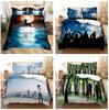 Home Bedding Set, Duvet Cover, Pillowcase, King Queen Full-size 3D Couple Outdoor Scenery Pattern Duvet Cover, Boys and Girls, Teenagers Gift