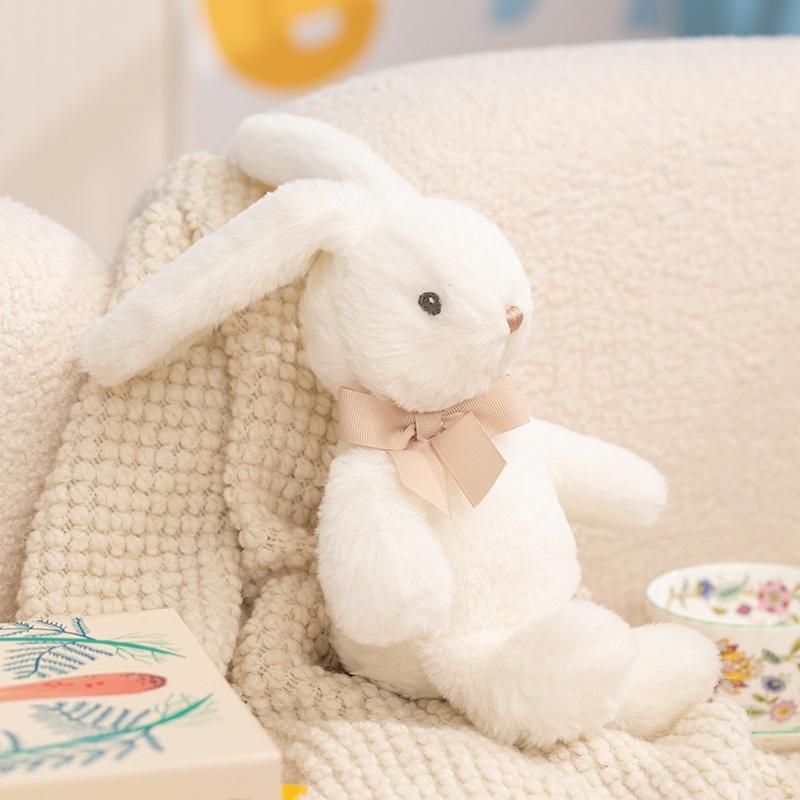 25CM Kawaii Cartoon Simulation Anime Bow Tie Long Eared Rabbit Stuffed Animal Plush Toy Children's Rabbit Handmade Doll Gift