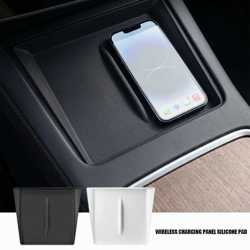 For Tesla Model 3 Highland Model Y Juniper Silicone Wireless Phone Charging Pad Central Control Charger Protector Pad Car Parts