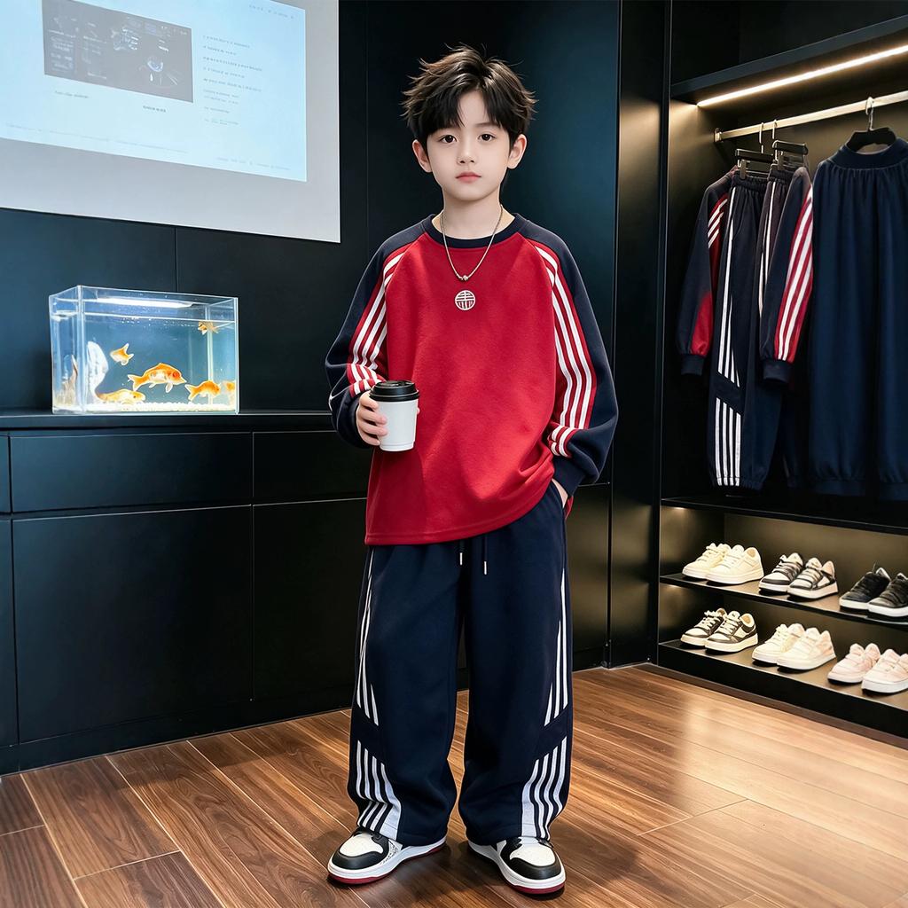 Zweiteiliges Sweatshirt-Set für Jungen Lässiges Herbst-Outfit